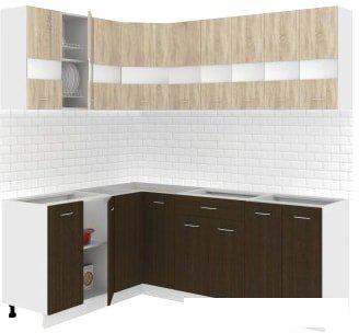 Угловая кухня Кортекс-мебель Корнелия Экстра 1.5x2.1 без столешницы (дуб сонома/венге)