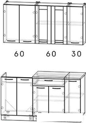Готовая кухня Интерлиния Мила 15 (дуб молочный/дуб венге)