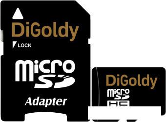 Карта памяти DiGoldy microSDHC (Class 10) 16GB + адаптер [DG016GCSDHC10-AD]