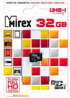 Карта памяти Mirex microSDHC UHS-I (Class 10) 32GB [13612-MCSUHS32]