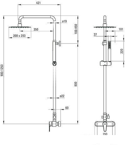 Душевая система  Deante Oregano Square NAC 01SM