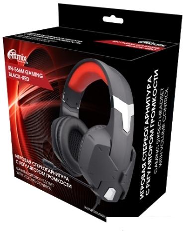 Наушники Ritmix RH-566M (черный/красный)