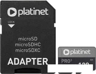 Карта памяти Platinet PMMSDX128UIII 128GB + адаптер