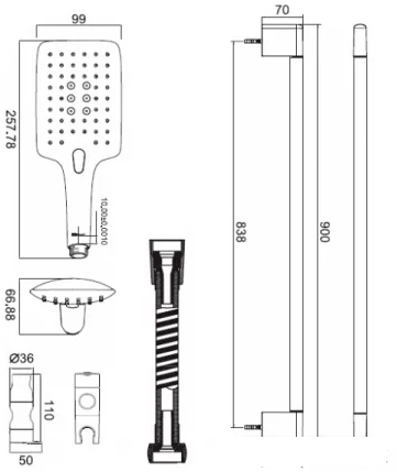 Душевой гарнитур Bravat Square D157CP-1