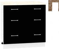 Шкаф напольный Кортекс-мебель Корнелия Лира НШ80р3ш (черный/мадрид)