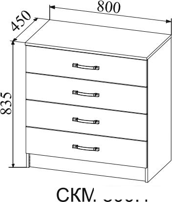 Комод ДСВ Софи СКМ 800.1 (сонома/белый глянец)