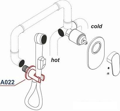 Держатель душевой лейки с подключением Wasserkraft A022