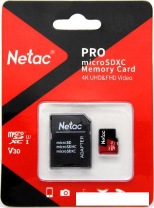Карта памяти Netac P500 Extreme Pro 128GB NT02P500PRO-128G-R + адаптер