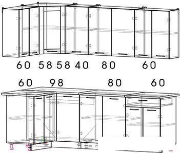 Готовая кухня Интерлиния Мила 12x24 (ваниль/дуб венге)