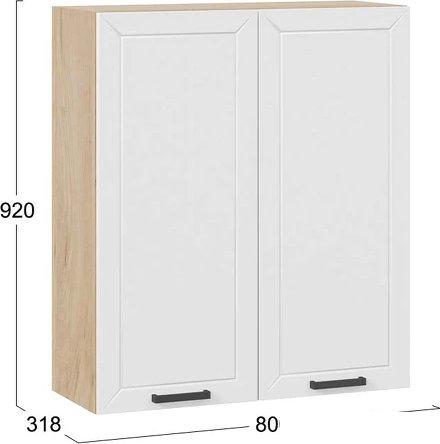 Шкаф навесной Трия Лорас 1ВВ8 с двумя дверями (дуб крафт золотой/холст белый)