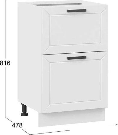 Шкаф напольный Трия Лорас 1Н5Я2 с двумя ящиками (белый/холст белый)
