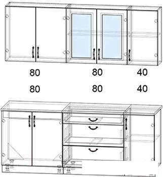 Готовая кухня Интерлиния Мила Крафт 2.0Б (дуб английский)