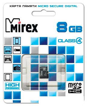 Карта памяти Mirex microSDHC (Class 4) 8GB (13612-MCROSD08)