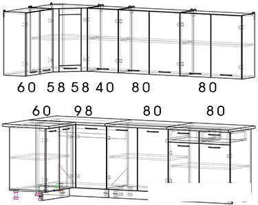 Готовая кухня Интерлиния Мила 12x26 (дуб золотой)