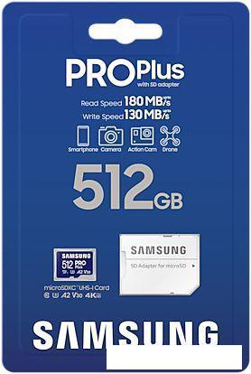 Карта памяти Samsung PRO Plus microSDXC 512GB MB-MD512SA/EU (с адаптером)