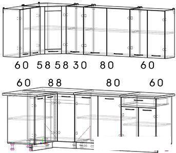 Готовая кухня Интерлиния Мила 12x23 (салатовый/дуб венге)