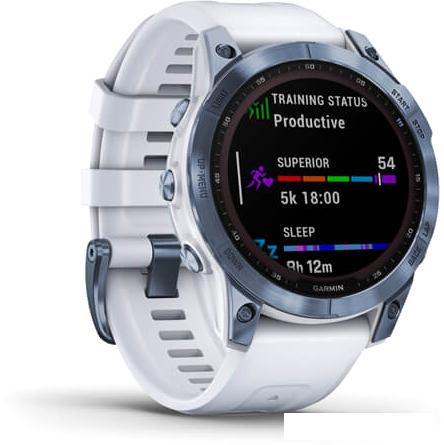 Умные часы Garmin Fenix 7 Sapphire Solar 47 мм (голубой минерал/белый камень)