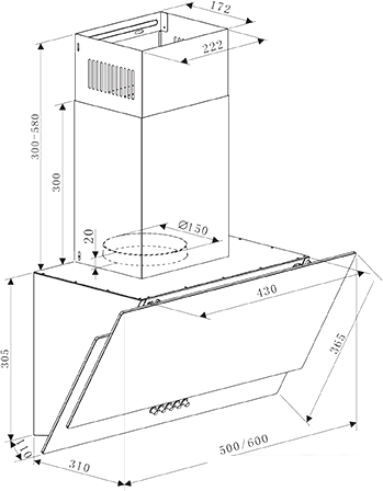 Кухонная вытяжка Oasis NC-60I (A)
