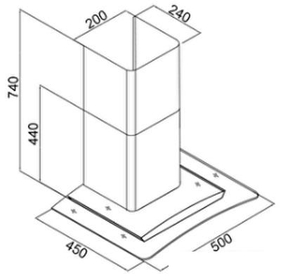Кухонная вытяжка Ore Glasset 50L (нержавеющая сталь)