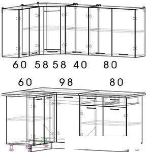 Готовая кухня Интерлиния Мила 12x18 (дуб белый/дуб серый)