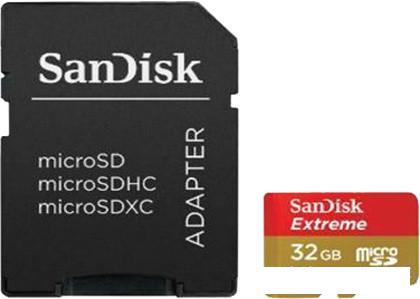 Карта памяти SanDisk Extreme SDSQXAF-032G-GN6MA microSDHC 32GB (с адаптером)
