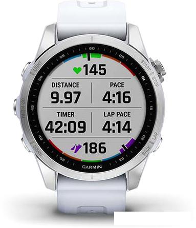 Умные часы Garmin Fenix 7S 42 мм (серебристый/белый)