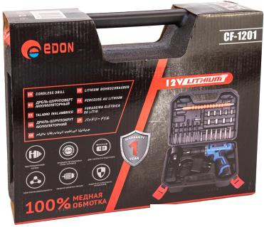 Дрель-шуруповерт Edon CF-1201 (с 2-мя АКБ, кейс, набор оснастки)