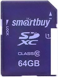 Карта памяти Smart Buy SDXC UHS-I U1 Class 10 64GB (SB64GBSDXC10)