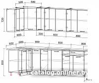 Готовая кухня Интерлиния Мила Лайт 1.2x2.5 (белый платинум/белый платинум/дуб бунратти)
