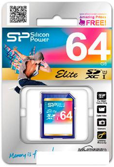 Карта памяти Silicon-Power SDXC Elite UHS-1 (Class 10) 64 GB (SP064GBSDXAU1V10)