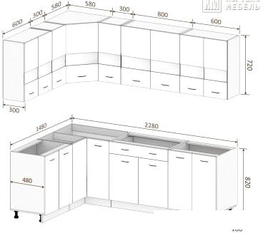 Угловая кухня Кортекс-мебель Корнелия Экстра 1.5x2.3 без столешницы (дуб сонома/венге)