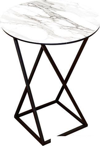 Журнальный столик Древпром М100 ДП1-03-05 48x48x62 (фотопечать мрамор белый)