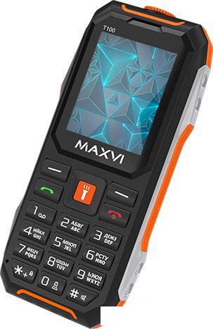 Кнопочный телефон Maxvi T100 (оранжевый)