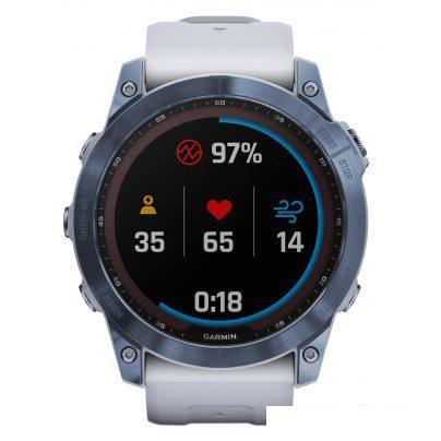 Умные часы Garmin Fenix 7X Sapphire Solar 51 мм (голубой минерал/белый камень)