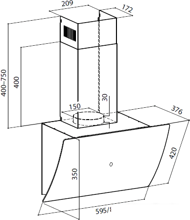 Кухонная вытяжка LEX Plaza GS 900 (белый)