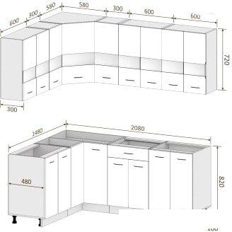 Угловая кухня Кортекс-мебель Корнелия Экстра 1.5x2.1 без столешницы (дуб сонома)