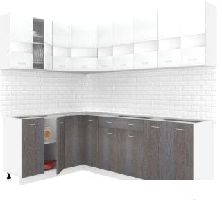 Угловая кухня Кортекс-мебель Корнелия Экстра 1.5x2.3 без столешницы (белый/береза)