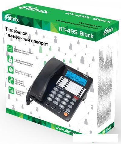 Проводной телефон Ritmix RT-495 (черный)