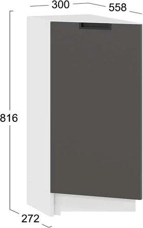 Шкаф напольный Трия Гренада торцевой с одной дверью 1Н3Т (белый/холст вулкан)