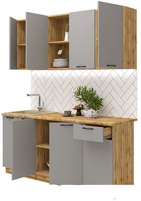 Готовая кухня Mebiplex Вивиан МДФ 1.8м 38мм (вотан/серый матовый)