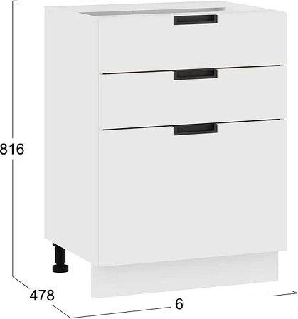 Шкаф напольный Трия Гренада 1Н6Я3 (белый/холст белый)