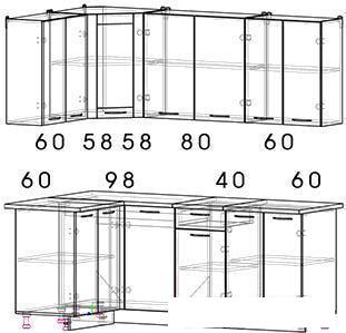 Готовая кухня Интерлиния Мила 12x20 (дуб молочный/дуб венге)