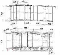 Готовая кухня Интерлиния Мила Лайт 1.2x2.1 (дуб веллингтон/дуб веллингтон/травертин серый)