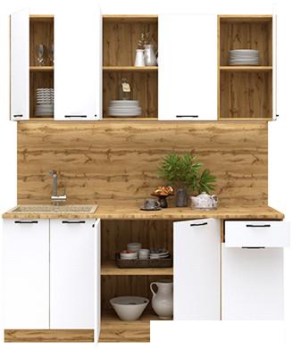 Готовая кухня Mebiplex Вивиан МДФ 1.8м 26мм (вотан/белый матовый)