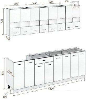 Кухня Кортекс-мебель Корнелия Экстра 2.3 без столешницы (дуб сонома/венге)