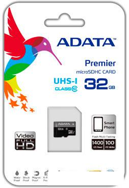 Карта памяти A-Data Premier microSDHC UHS-I U1 (10 Class) 32 Gb (AUSDH32GUICL10-RA1)