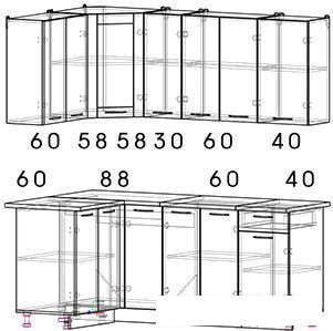 Готовая кухня Интерлиния Мила 12x19 (ваниль/дуб венге)