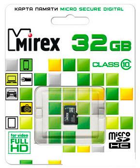 Карта памяти Mirex microSDHC (Class 10) 32GB (13612-MC10SD32)