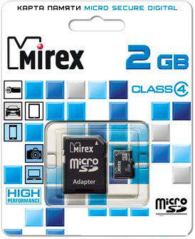 Карта памяти Mirex microSDHC (Class 4) 2GB (13613-ADTMSD02)
