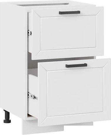 Шкаф напольный Трия Лорас 1Н5Я2 с двумя ящиками (белый/холст белый)